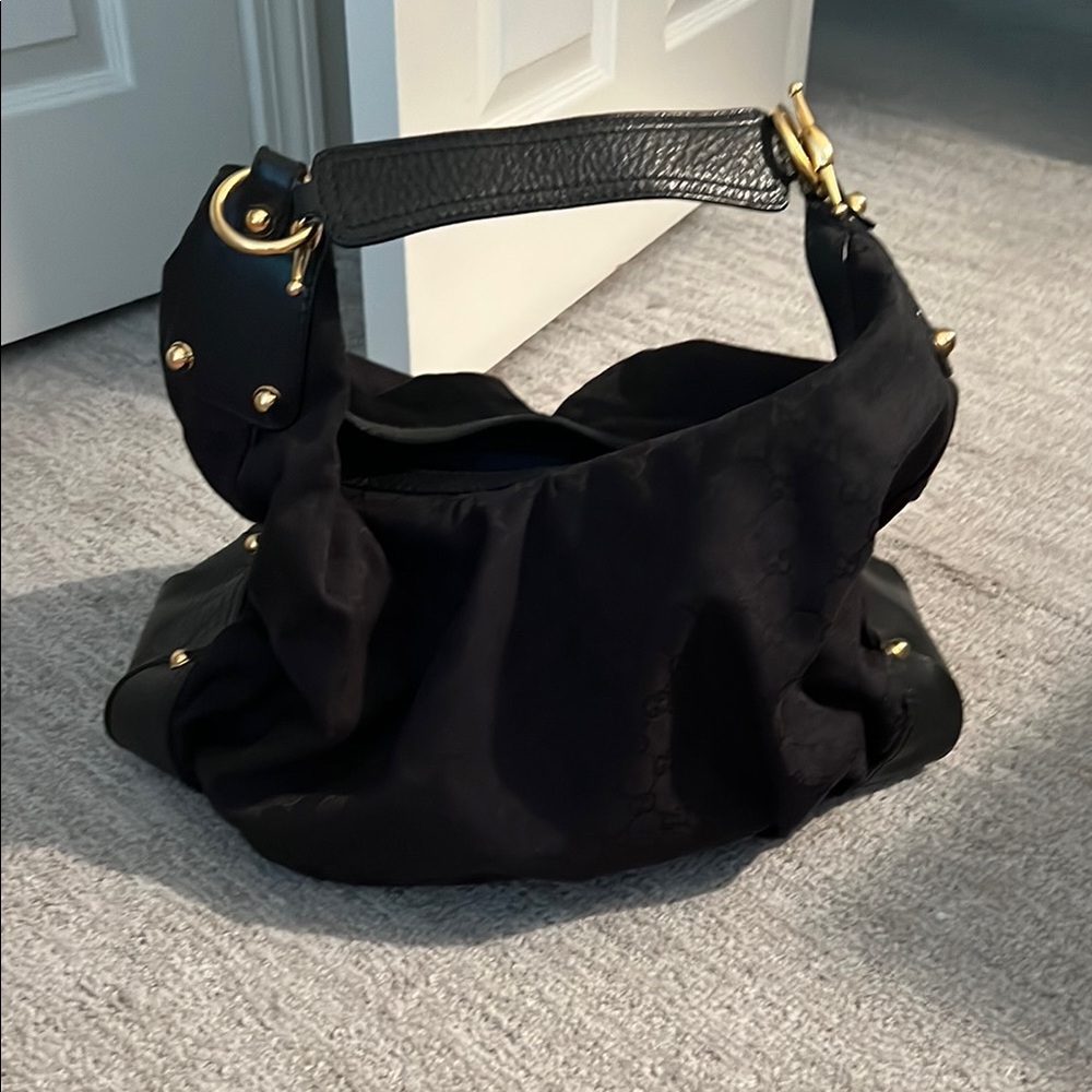 Like New Gucci Black and Gold Hobo Bag